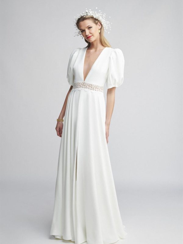 Cleanes Brautkleid mit Puffärmeln