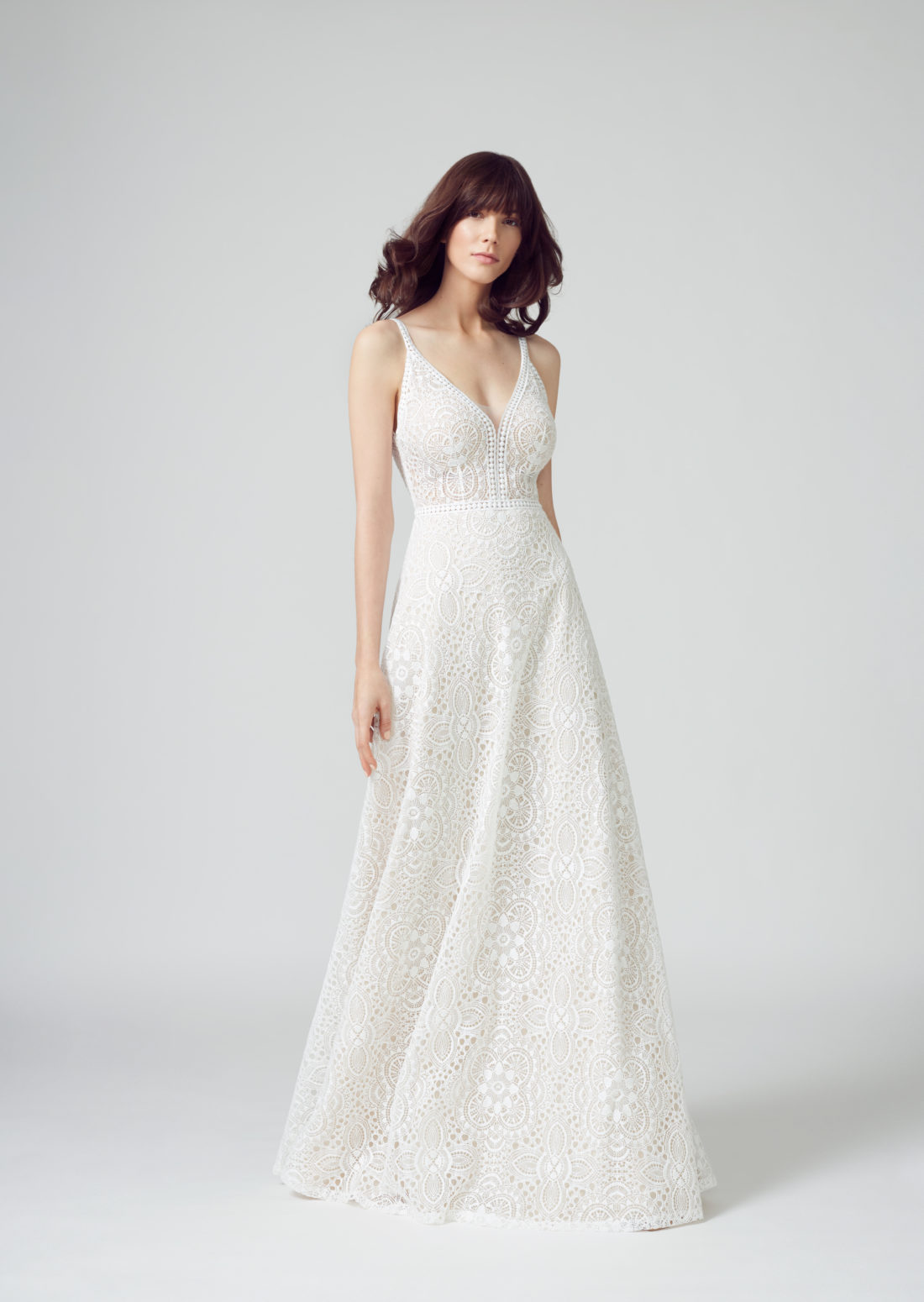 Bohobrautkleid mit Spitze allover
